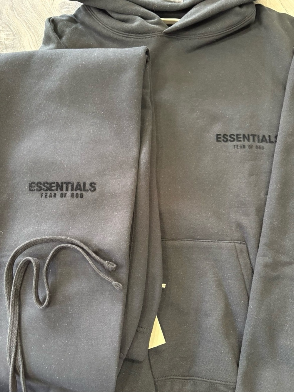 Essentials Black Sweatpants & Hoodie Set with Subtle Logo